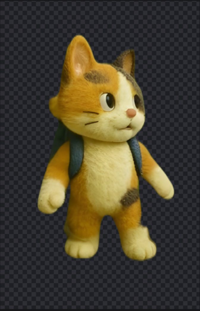 배낭이 달린 박제 고양이