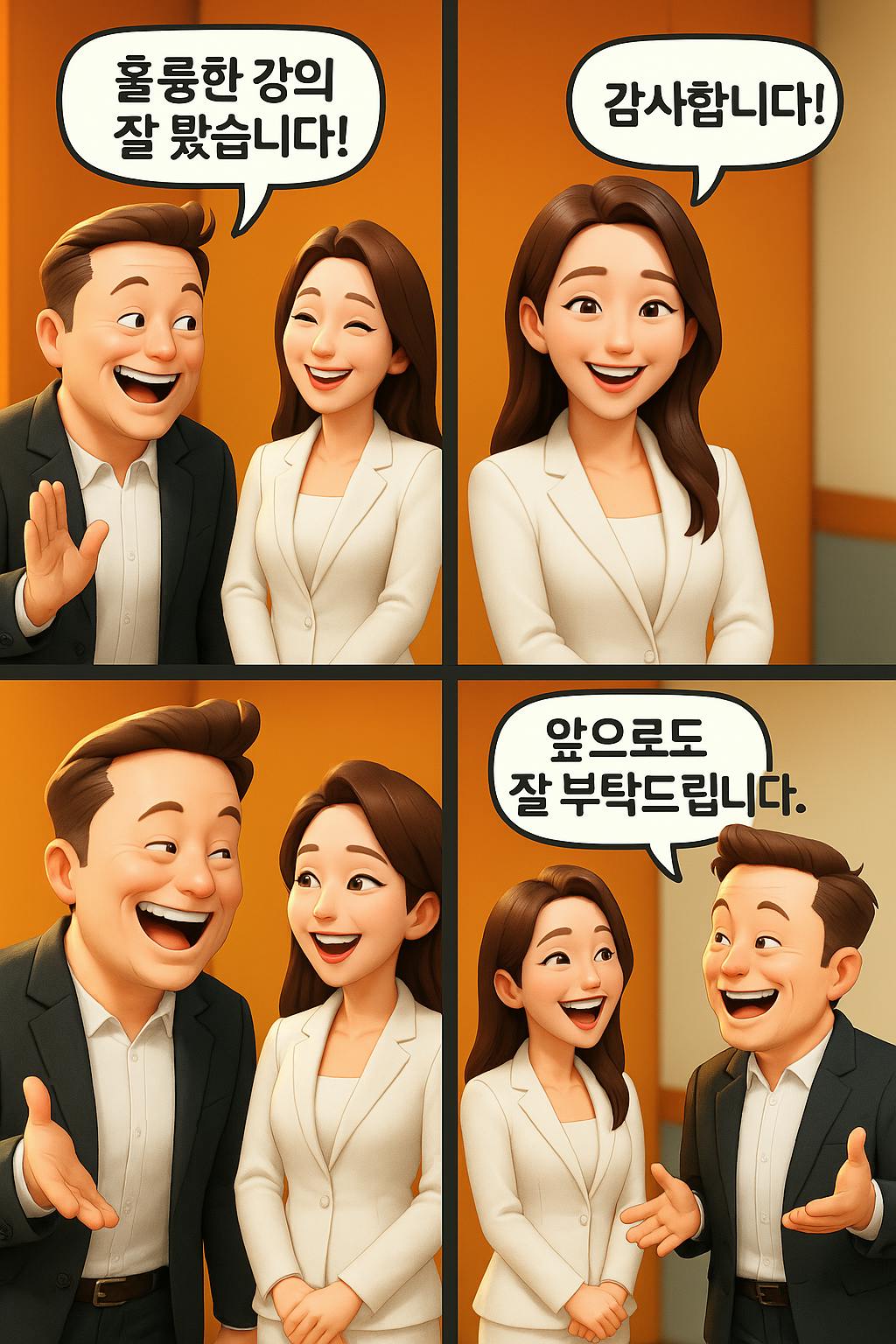 서로 이야기하는 남자와 여자의 만화