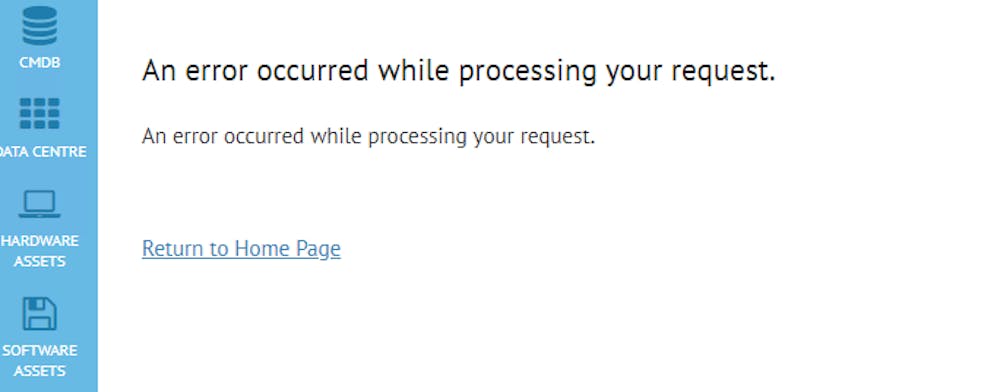 I am getting, An error occurred while processing your request with ...