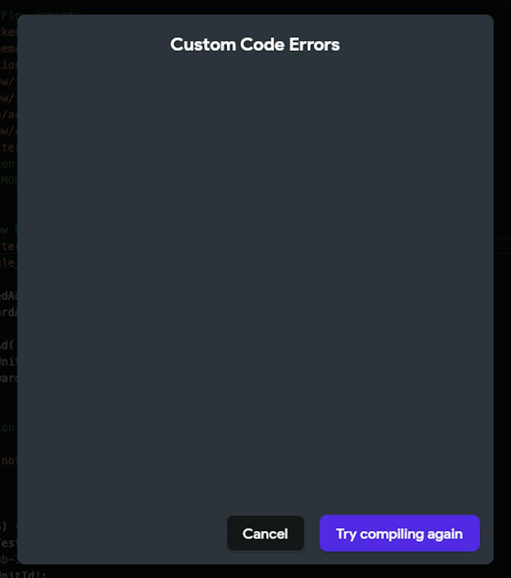 Unknown error compiling custom code that used to work