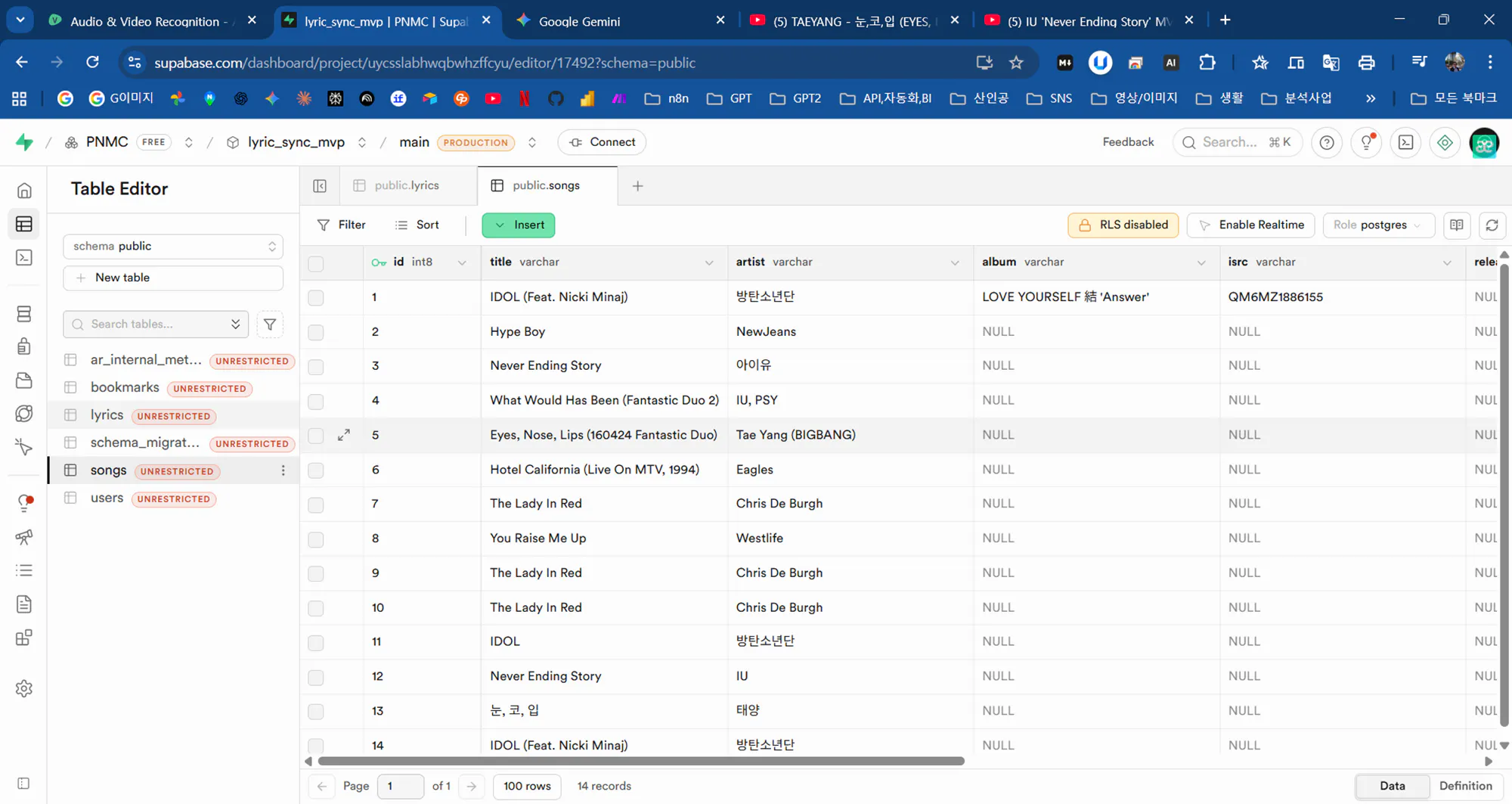 컴퓨터 화면에 표시된 작업 목록의 스크린샷