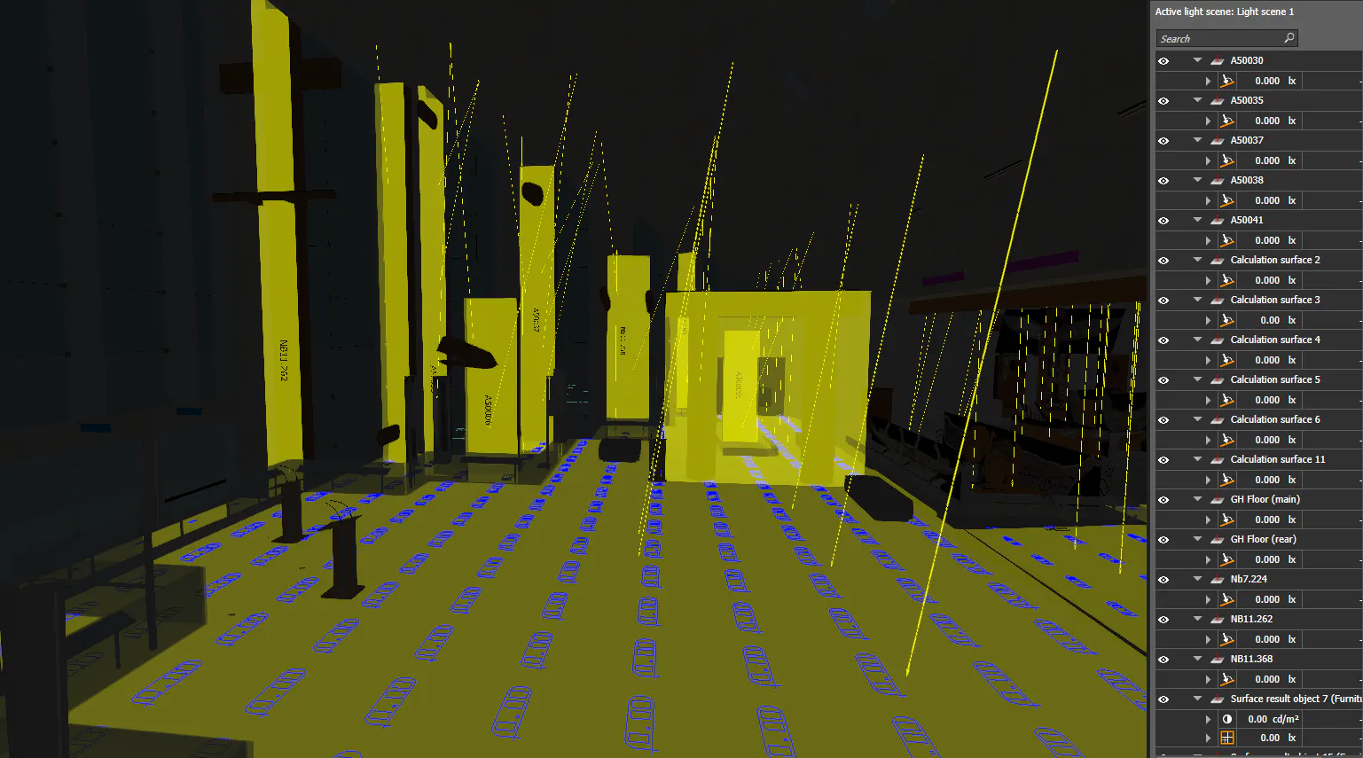 Luminaires are shown off and does not calculate