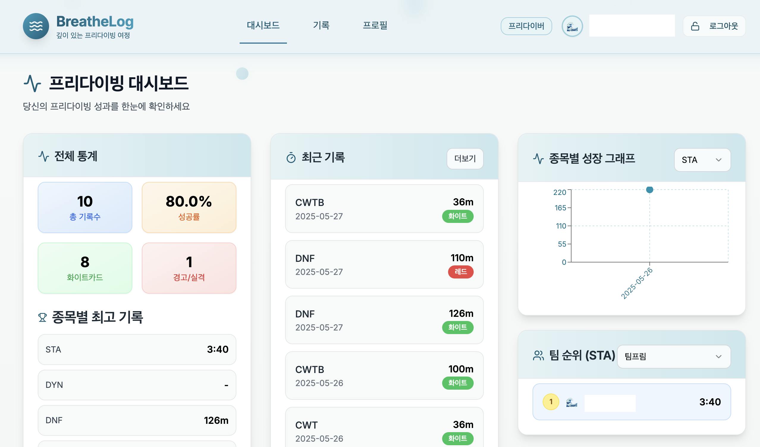 한국 웹 사이트의 스크린 샷