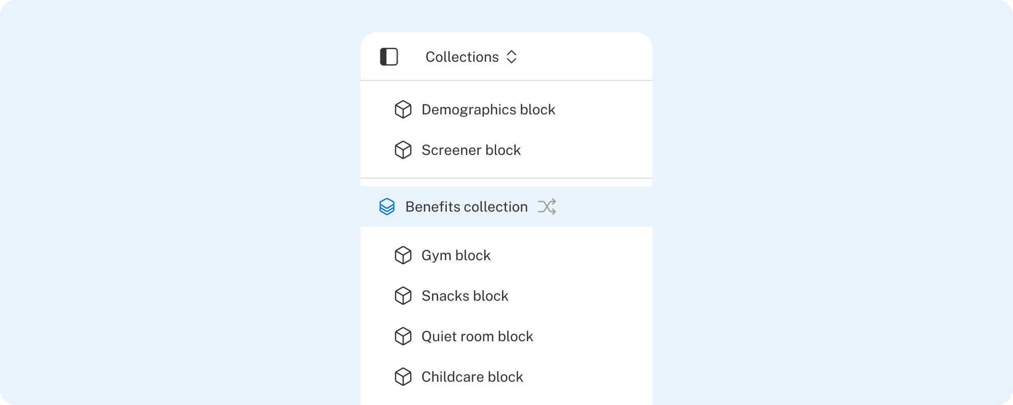 An example of a block collection is shown with the randomization setting enabled.