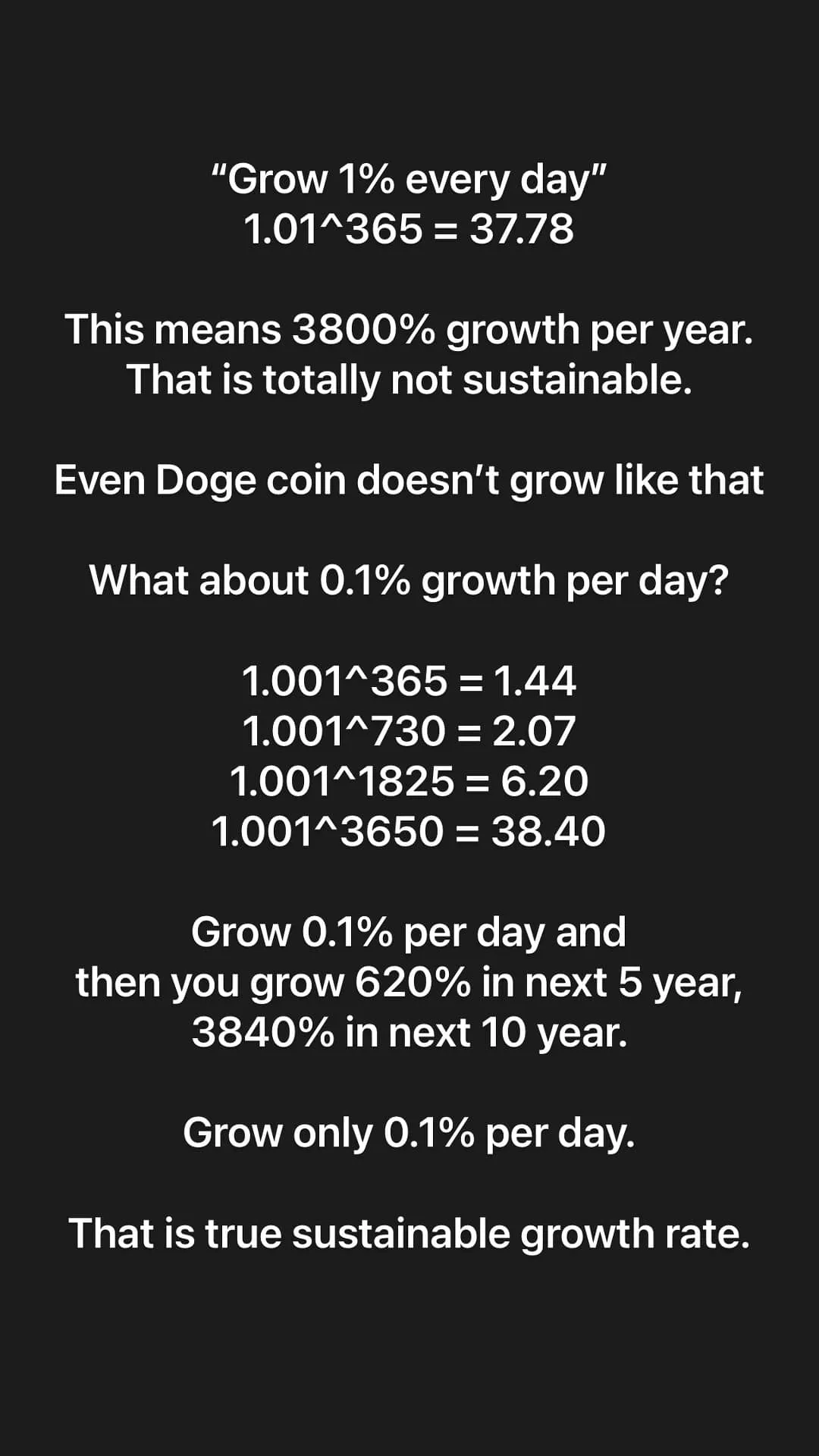 매일 1 번 성장하는 인용문이있는 검은 배경