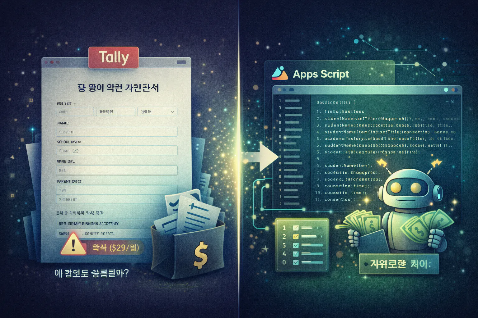 로봇 이미지와 한국어 텍스트가 포함된 페이지