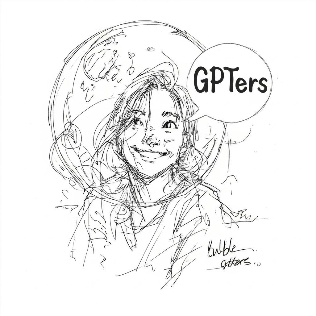 그것에 gpters가있는 소녀의 그림