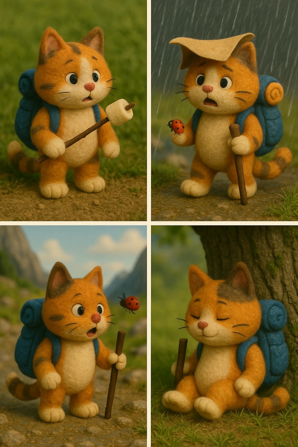 배낭과 무당 벌레를 곁들인 박제 고양이의 4 장