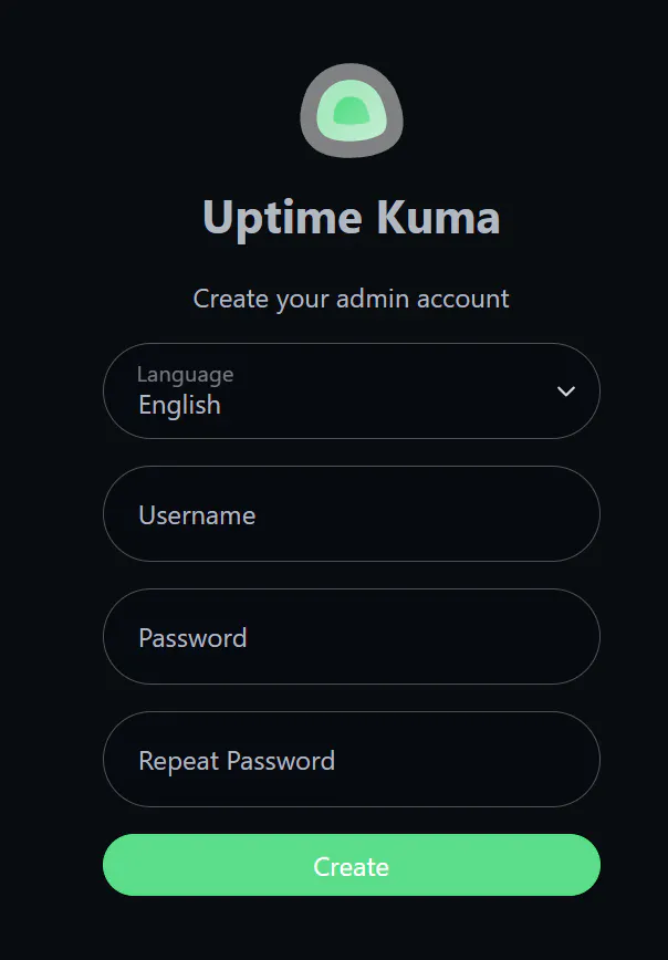 uptime kuma 로그인 화면