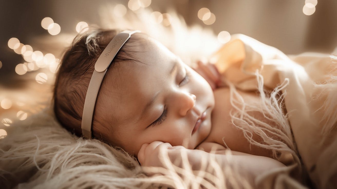 딸이 조명 앞의 담요에서 자고 있습니다.