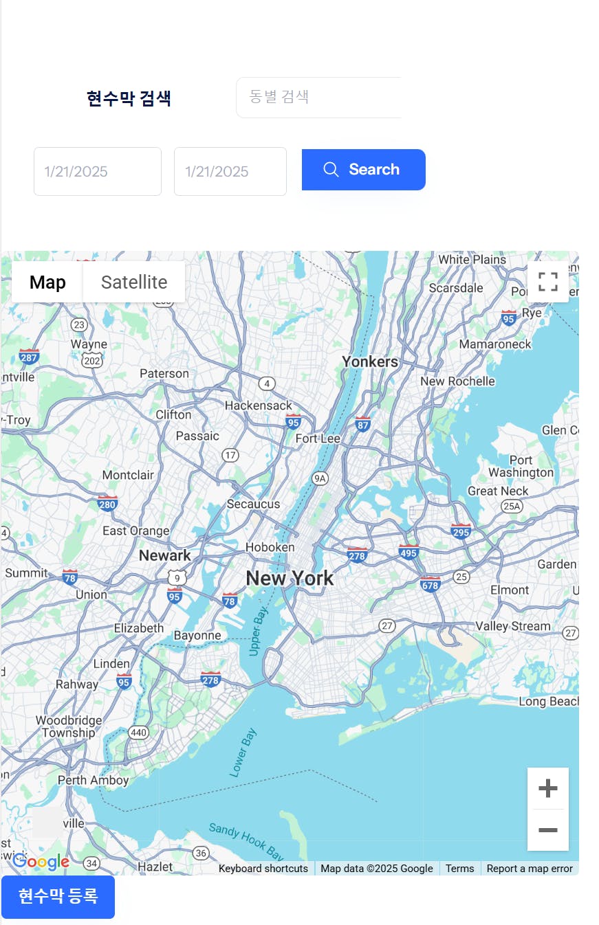 한국의 어느 도시의 위치를 ​​나타내는 지도