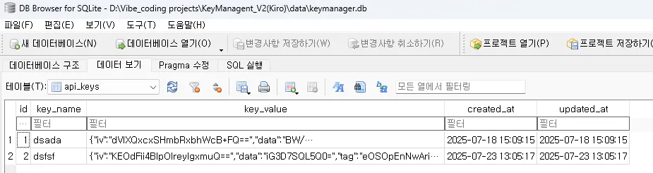 다양한 유형의 데이터를 보여주는 웹 페이지의 스크린 샷
