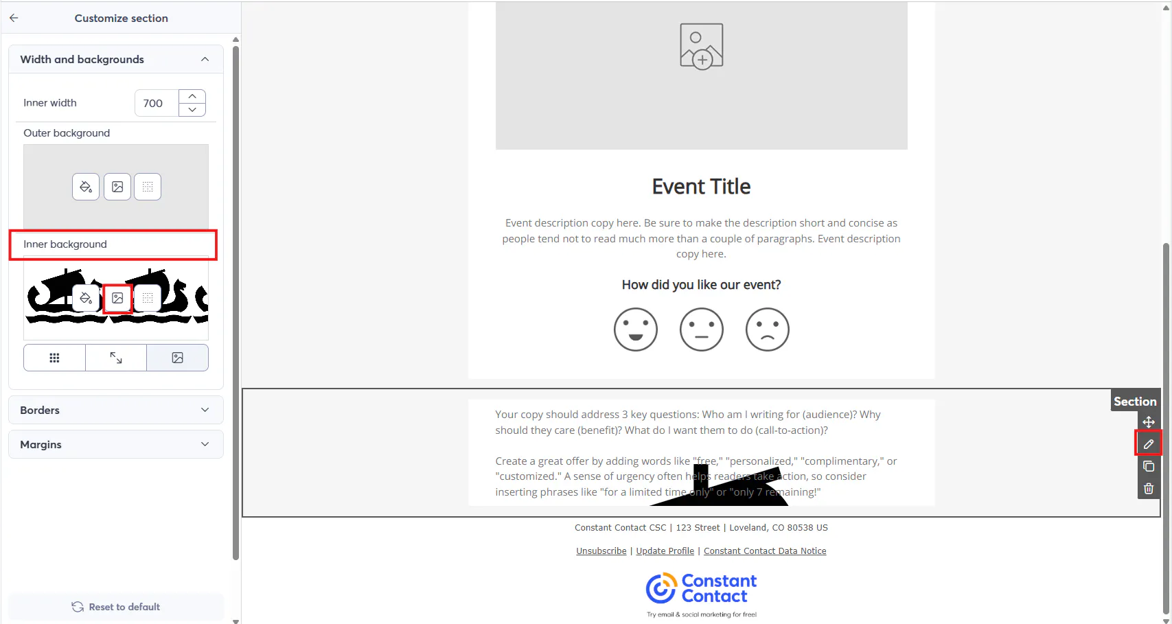 Email - Ability to add background image to individual blocks