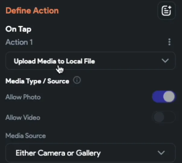 Can’t find the action 