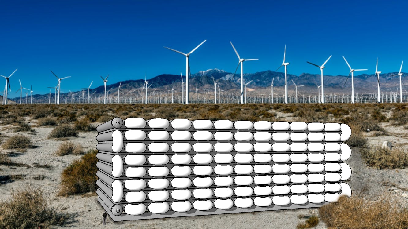 A TSTM storage module consisting of 192 tubes that can hold between 13 and 18 GWh of natural gas.