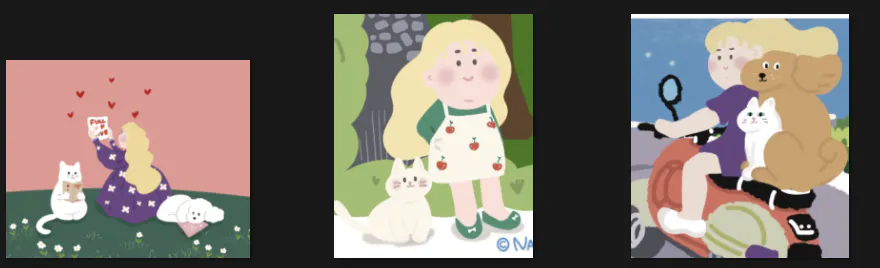 테디베어를 안고 자전거를 타는 소녀의 사진 4장