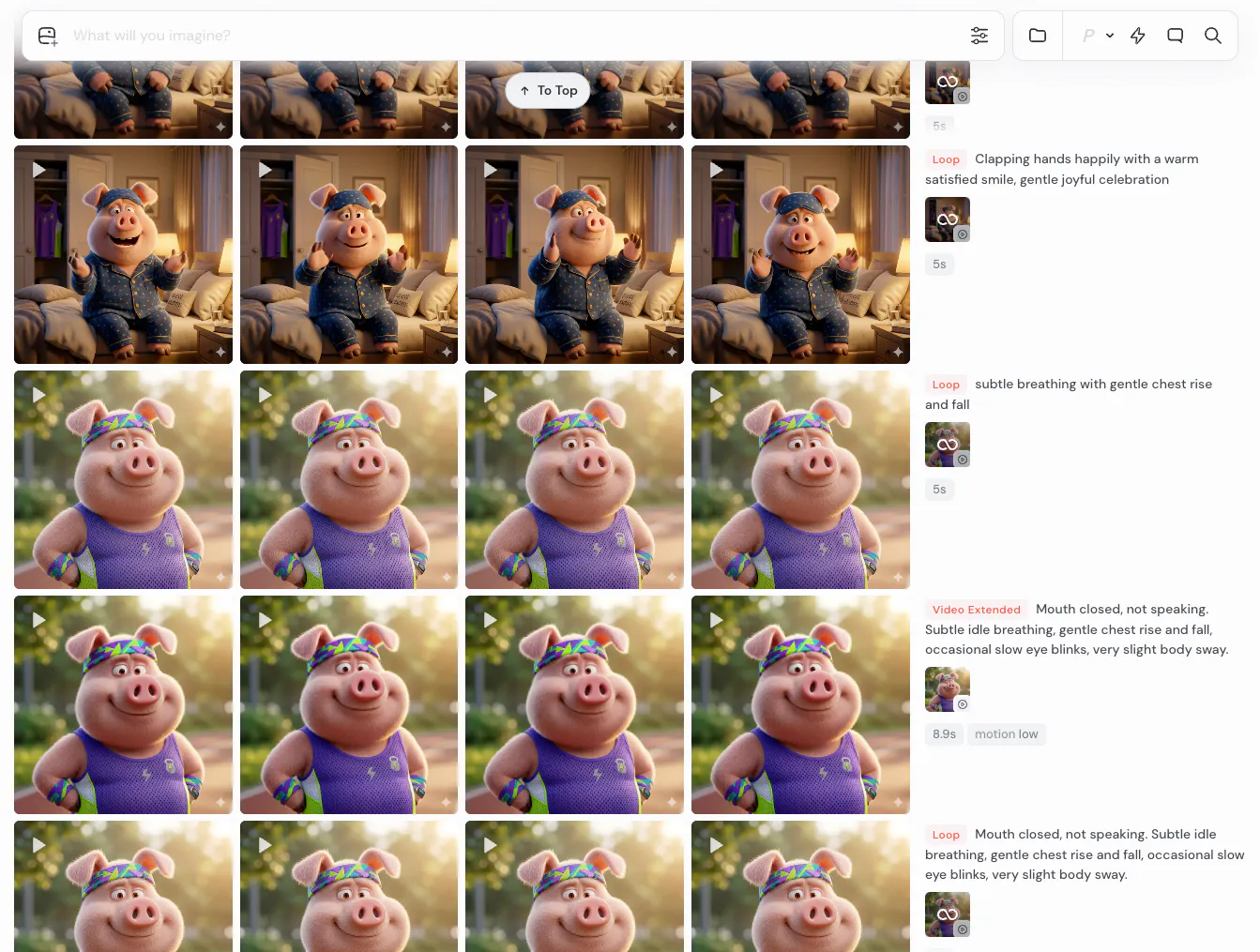 돼지 사진 여러 장을 보여주는 페이지의 스크린샷