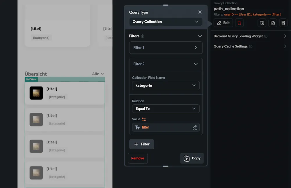 Default filter: Show all elements