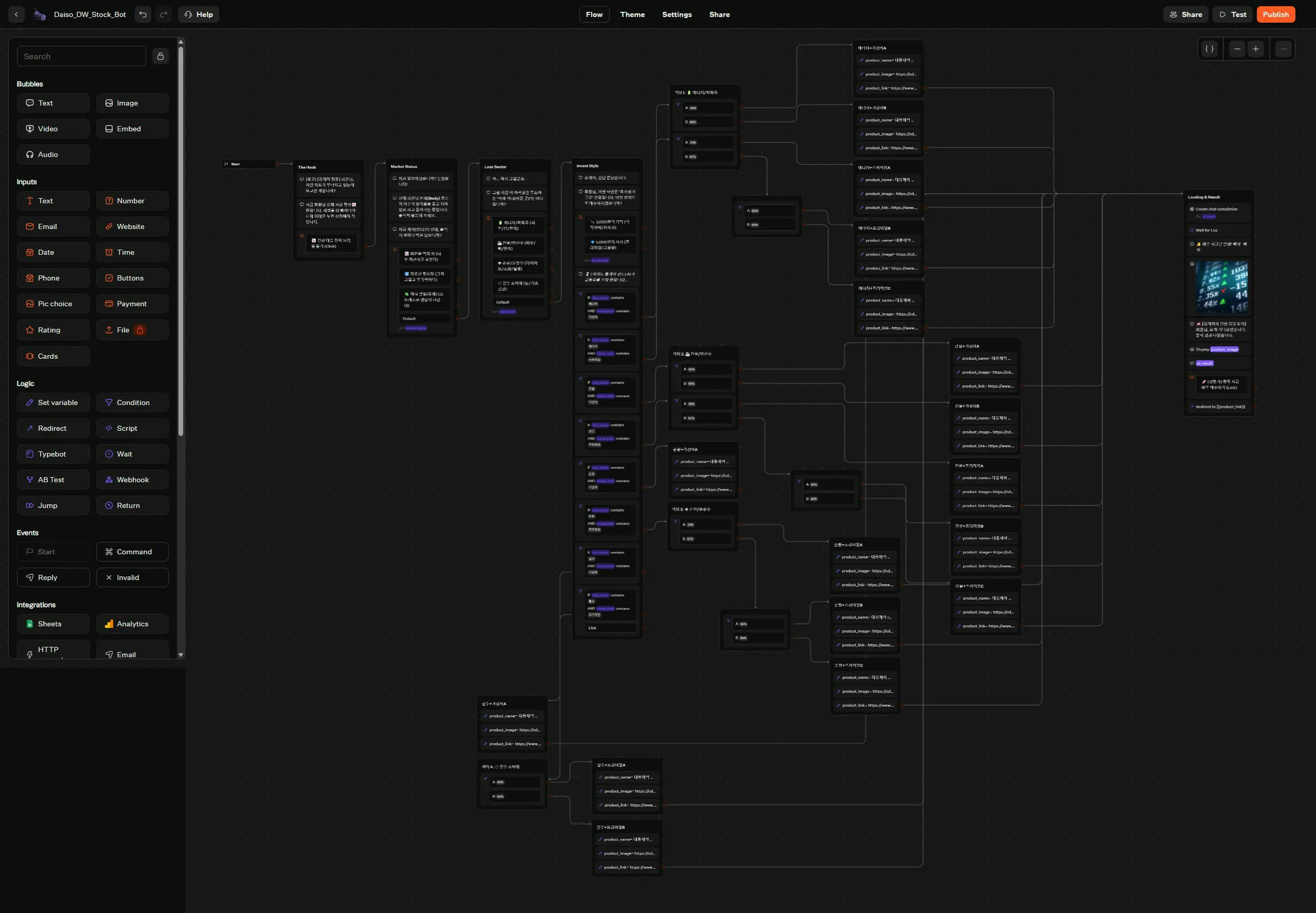 흐름도를 보여주는 검은색 화면의 스크린샷