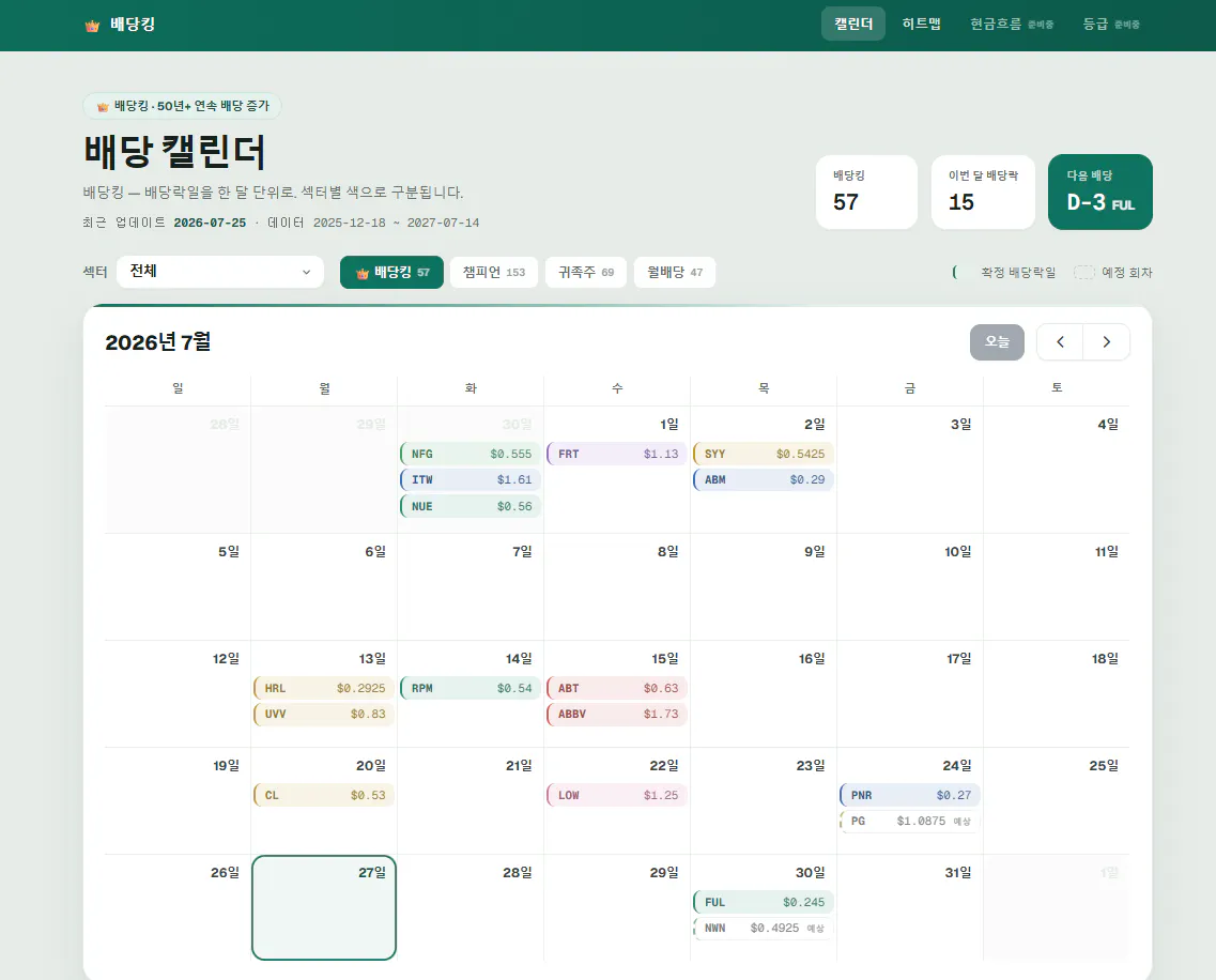녹색 배경에 한글이 적힌 달력